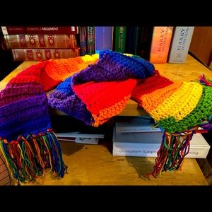 Pride scarf made by my Tiger Mom.